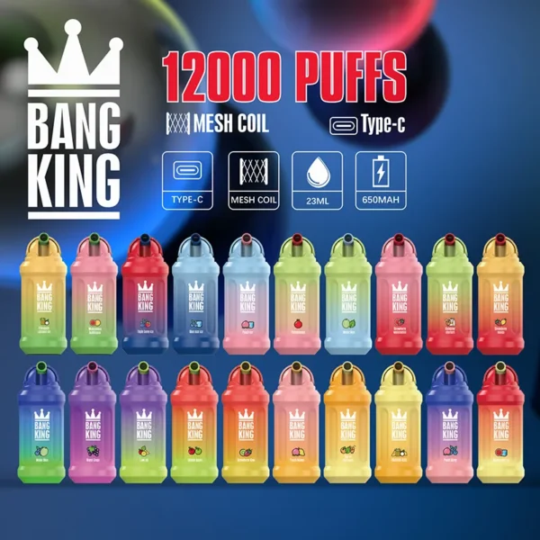 Bang King 12000 Puffs 0% 2% 3% 5% Nikotinová dobíjecí jednorázová vape velkoobchod – HoldVape – 1