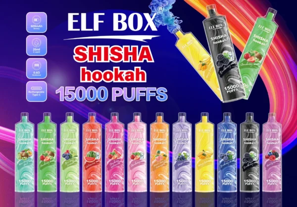 ELF BOX LS15000 Puff Shisha Narguilé 0% 2% 5% Nicotine Vape Jetable Rechargeable En Gros - HoldVape - 1