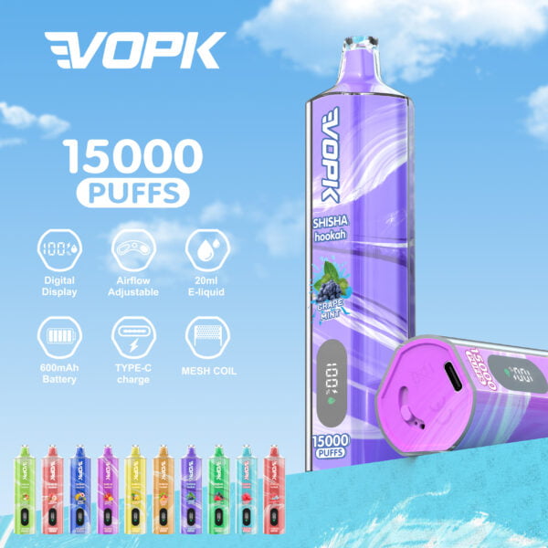 Narguilé chicha VOPK 15000 PUFFS 0% 2% 3% 5% Vente en gros de vape jetable à la nicotine - HoldVape - 1