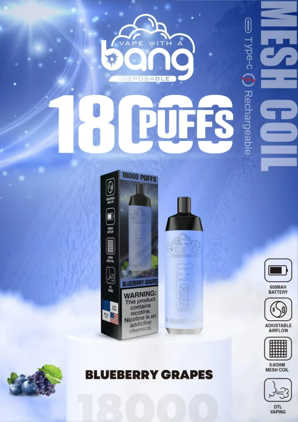 Bang Crown Bar 18000 Puffs 0% 2% 3% 5% Alacsony nikotin tartalmú, újratölthető, eldobható Vapes Pen Tömeges vásárlás Nagyker - HoldVape - 16