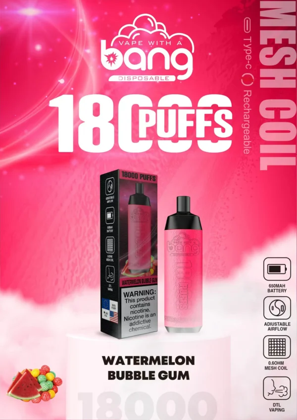 Bang Crown Bar 18000 Puffs 0% 2% 3% 5% Alacsony nikotin tartalmú, újratölthető, eldobható Vapes Pen Tömeges vásárlás Nagyker - HoldVape - 14