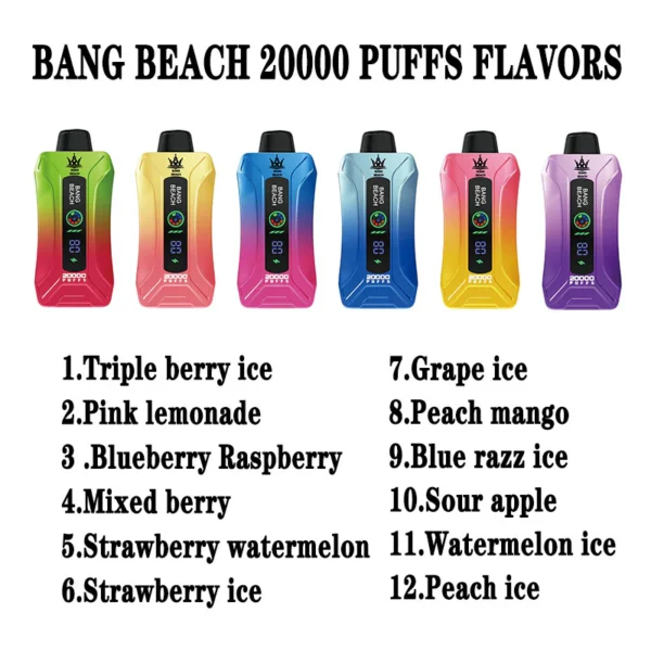 Bang Beach 20000 Rookwolken 0% 2% 3% 5% Oplaadbare wegwerpvapes-pen met laag nicotinegehalte in bulk Koop groothandel - HoldVape - 12