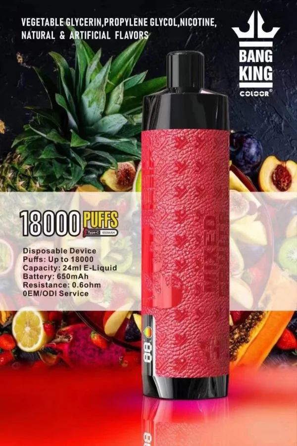 Bang King Crown Bar 18000 Puffs 0% 2% 3% 5% Alacsony nikotintartalmú újratölthető eldobható Vapes Pen Tömeges vásárlás Nagyker - HoldVape - 6