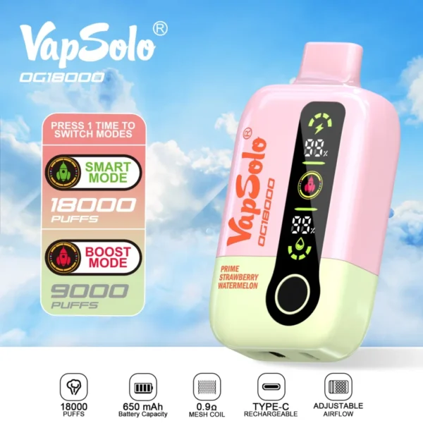 Vapsolo DG 18000 Puffs 2% 5% Alacsony nikotintartalmú újratölthető eldobható Vapes Pen Tömeges Vásárlás Nagyker - HoldVape - 2