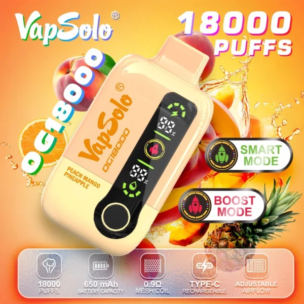 Vapsolo DG 18000 Puffs 2% 5% Alacsony nikotin tartalmú, újratölthető, eldobható Vapes Pen tömeges vásárlás Nagyker - HoldVape - 4