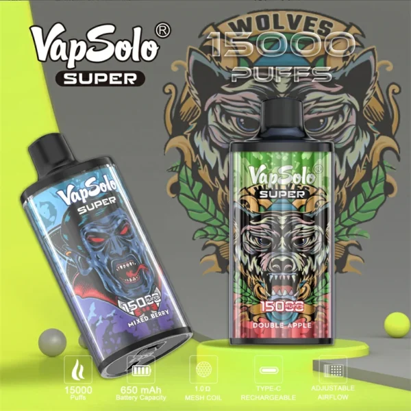 Vapsolo Super 15000 Puffs 2% 5% Baixo teor de nicotina em massa Compre caneta Vapes descartável recarregável no atacado - HoldVape - 2