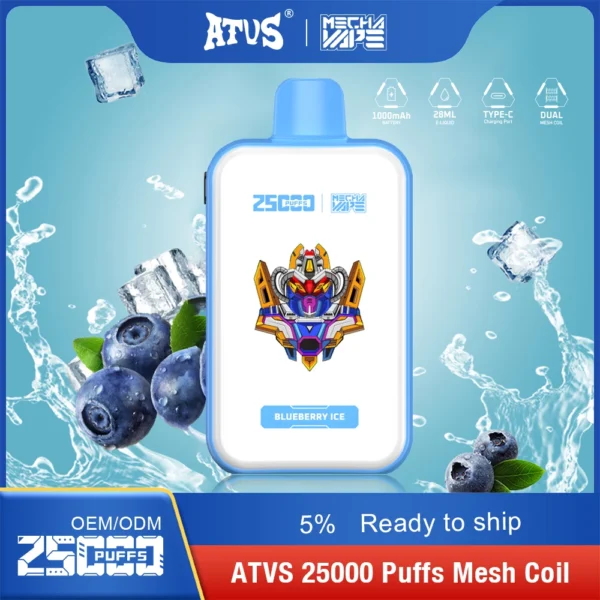 ATVS 25000 Puffs Dual Mesh 5% Alacsony nikotintartalmú Újratölthető Eldobható Vapes Pen Tömeges Vásárlás Nagyker - HoldVape - 12