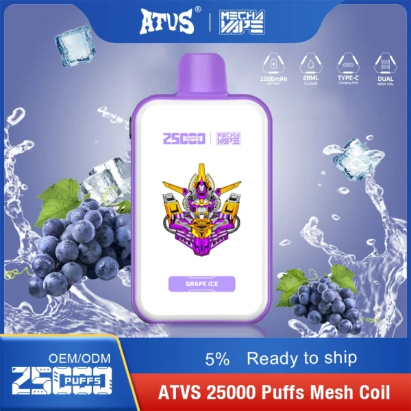 ATVS 25000 Puffs Dual Mesh 5% Alacsony nikotintartalmú Újratölthető Eldobható Vapes Pen Tömeges Vásárlás Nagyker - HoldVape - 11