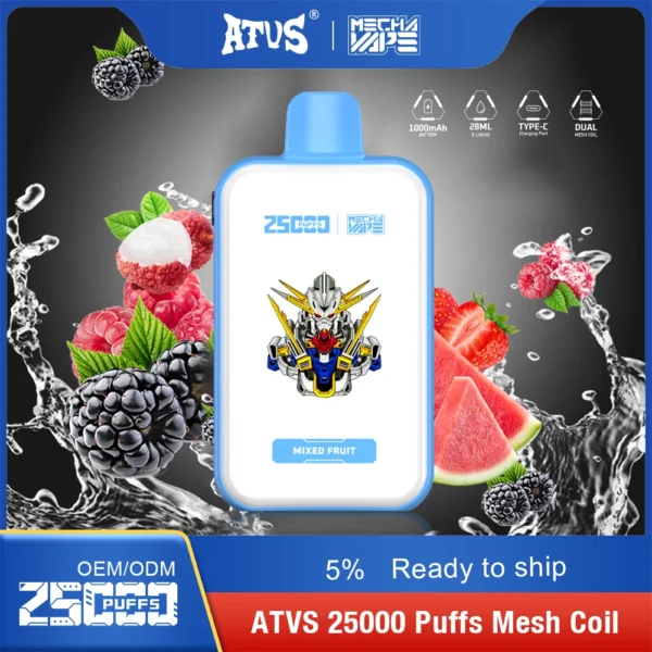 ATVS 25000 Puffs Dual Mesh 5% Alacsony nikotintartalmú Újratölthető Eldobható Vapes Pen Tömeges Vásárlás Nagyker - HoldVape - 10