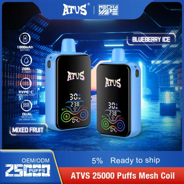 ATVS 25000 Puffs Dual Mesh 5% Alacsony nikotintartalmú Újratölthető Eldobható Vapes Pen Tömeges Vásárlás Nagyker - HoldVape - 4