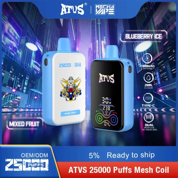 ATVS 25000 Puffs Dual Mesh 5% Alacsony nikotintartalmú Újratölthető Eldobható Vapes Pen Tömeges Vásárlás Nagyker - HoldVape - 3