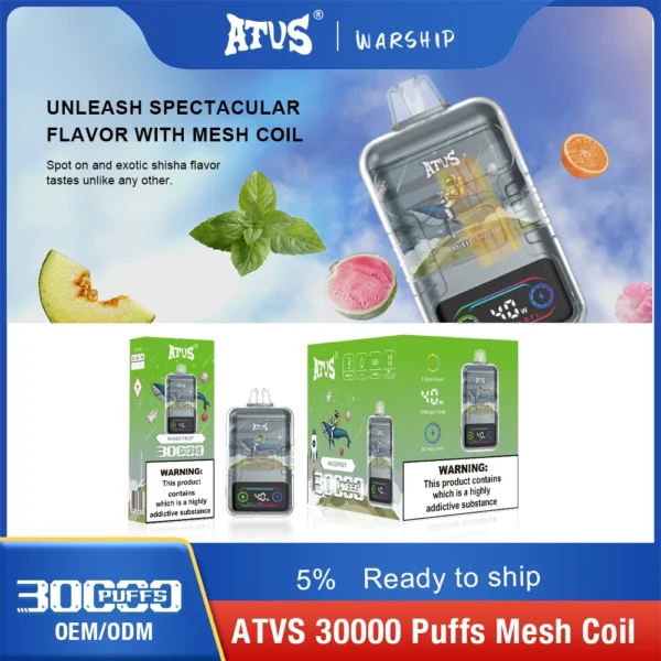 ATVS 30000 Puffs Dual Mesh 5% Alacsony nikotintartalmú Újratölthető Eldobható Vapes Pen Tömeges Vásárlás Nagyker - HoldVape - 9