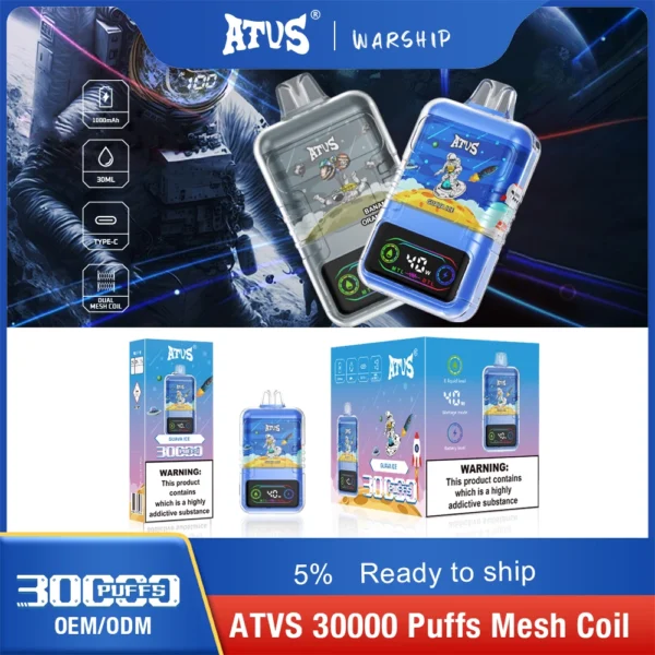 ATVS 30000 Puffs Dual Mesh 5% Alacsony nikotintartalmú Újratölthető Eldobható Vapes Pen Tömeges Vásárlás Nagyker - HoldVape - 8