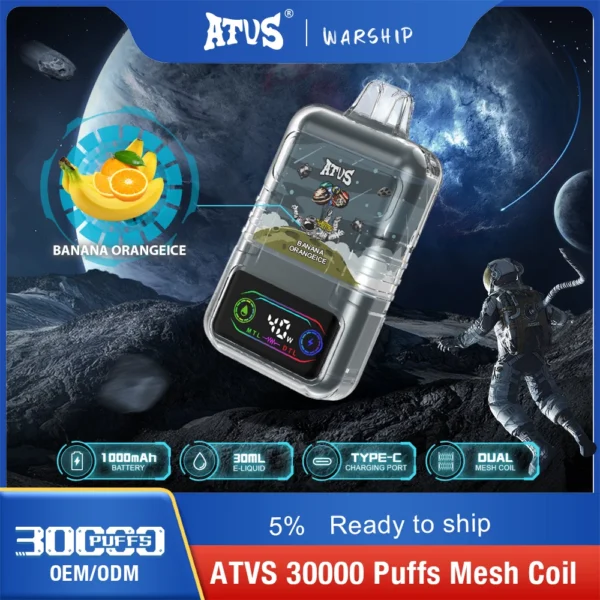 ATVS 30000 Puffs Dual Mesh 5% Alacsony nikotintartalmú Újratölthető Eldobható Vapes Pen Tömeges Vásárlás Nagyker - HoldVape - 4