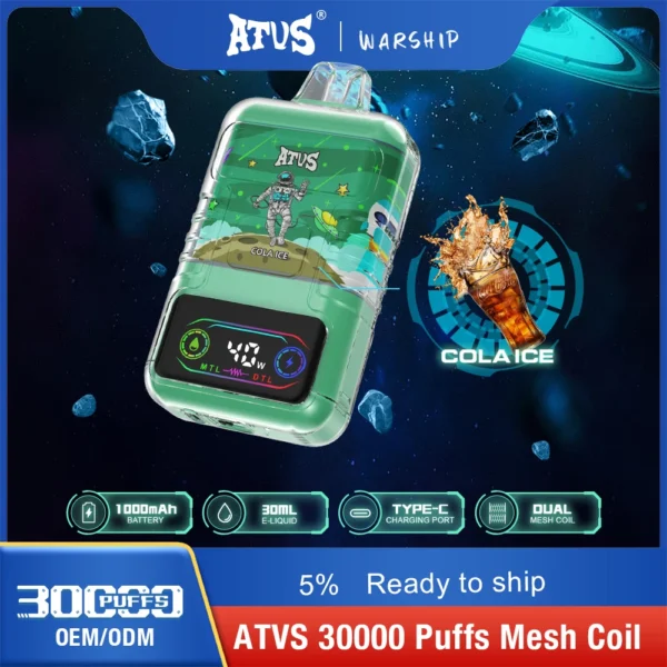 ATVS 30000 Puffs Dual Mesh 5% Alacsony nikotintartalmú Újratölthető Eldobható Vapes Pen Tömeges Vásárlás Nagyker - HoldVape - 3