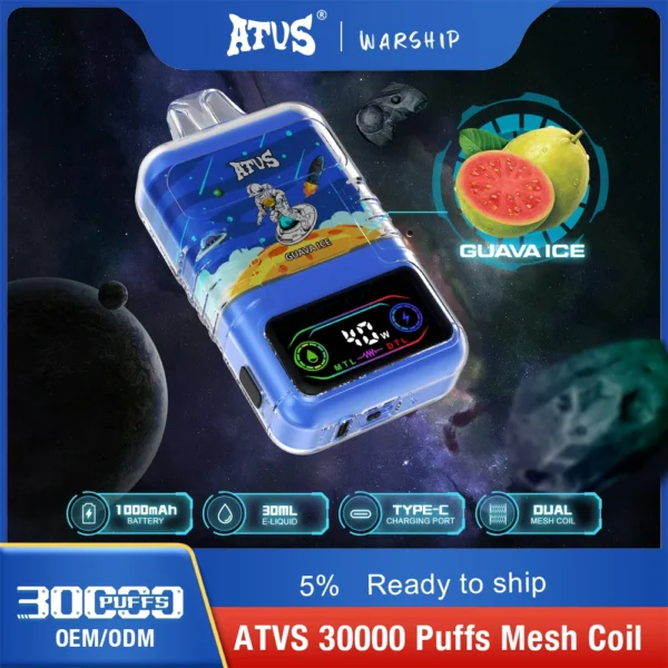 ATVS 30000 Puffs Dual Mesh 5% Alacsony nikotintartalmú Újratölthető Eldobható Vapes Pen Tömeges Vásárlás Nagyker - HoldVape - 2