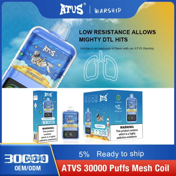 ATVS 30000 Puffs Dual Mesh 5% Alacsony nikotintartalmú Újratölthető Eldobható Vapes Pen Tömeges Vásárlás Nagyker - HoldVape - 10
