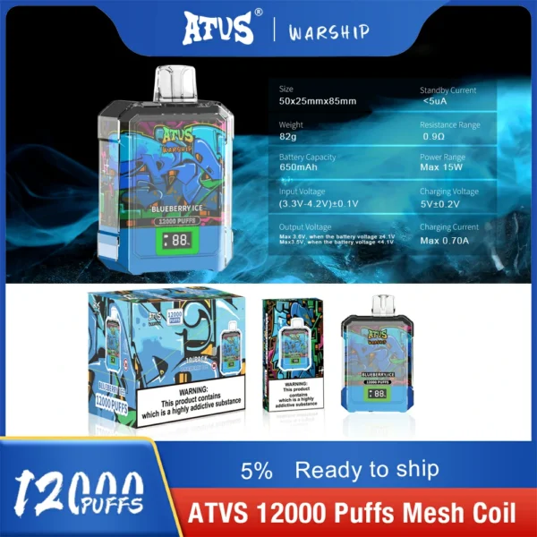 Atvs Warship 12000 Puffs 5% Baixa Nicotina Recarregável Vapes Pen Bulk Comprar Atacado - HoldVape - 2