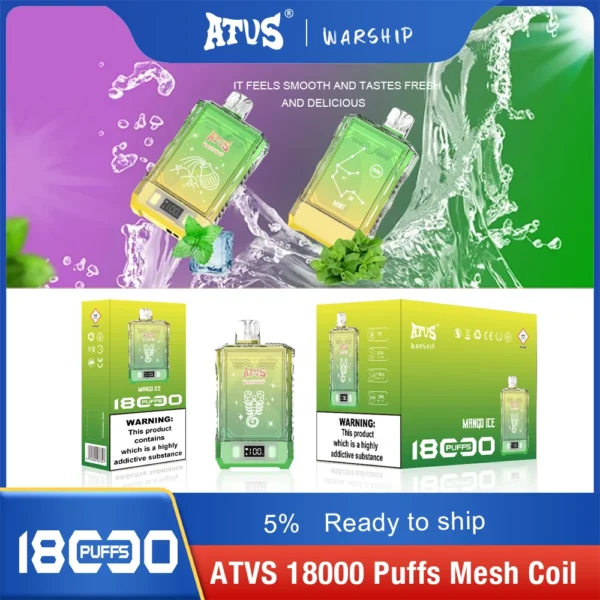 Atvs Warship 18000 Puffs 5% Nikotinarm, wiederaufladbar, Einweg-Vapes, Pen, Großpackung, Kauf im Großhandel – HoldVape – 7