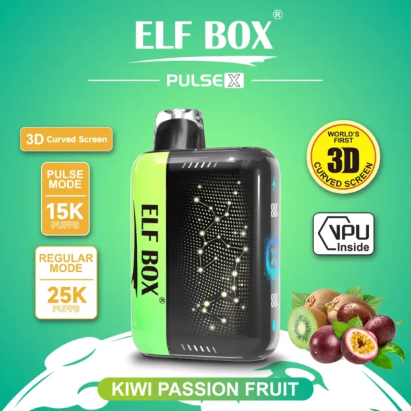 Elf Box Pulse X 25000 Puffs Dual Mesh 0% 2% 3% 5% Alacsony nikotintartalmú 3D ívelt LED képernyő Újratölthető Eldobható Vapes Pen Tömeges Vásárlás Nagyker - HoldVape - 3