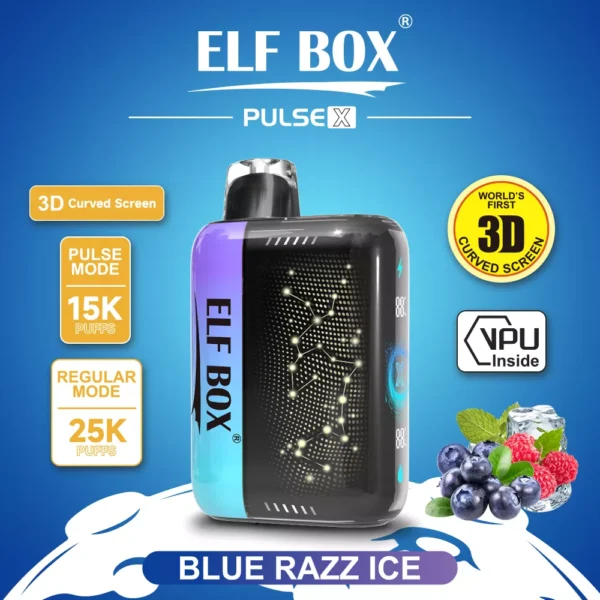 Elf Box Pulse X 25000 Puffs Dual Mesh 0% 2% 3% 5% Alacsony nikotintartalmú 3D ívelt LED képernyő Újratölthető Eldobható Vapes Pen Tömeges Vásárlás Nagyker - HoldVape - 10