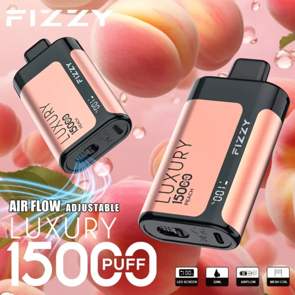 Fizzy Luxury 15000 Puffs 2% 5% Alacsony nikotintartalmú, újratölthető, eldobható Vapes Pen tömeges vásárlás Nagykereskedelmi - HoldVape - 7