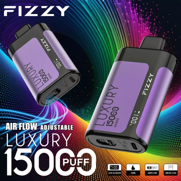 Fizzy Luxury 15000 Puffs 2% 5% Alacsony nikotin tartalmú, újratölthető, eldobható Vapes Pen tömeges vásárlás Nagykereskedelmi - HoldVape - 2
