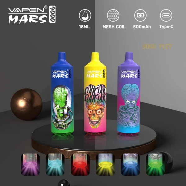 VAPEN Mars 9000 Puffs 0% 2% 5% Alacsony nikotin tartalmú újratölthető eldobható Vapes Pen Tömeges vásárlás Nagyker - HoldVape - 1
