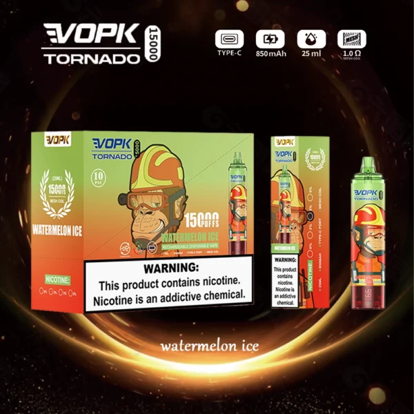 VOPK Tornado 15000 Puffs 0% 2% 3% 5% Alacsony nikotin tartalmú, újratölthető, eldobható Vapes Pen tömeges vásárlás Nagyker - HoldVape - 3