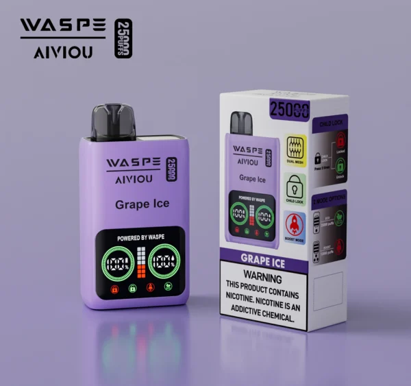 WASPE 25000 PUFFS Dual Mesh Box 0% 2% 5% Alacsony nikotintartalmú LED kijelző Újratölthető Eldobható Vapes Pen Tömeges Vásárlás Nagyker - HoldVape - 3