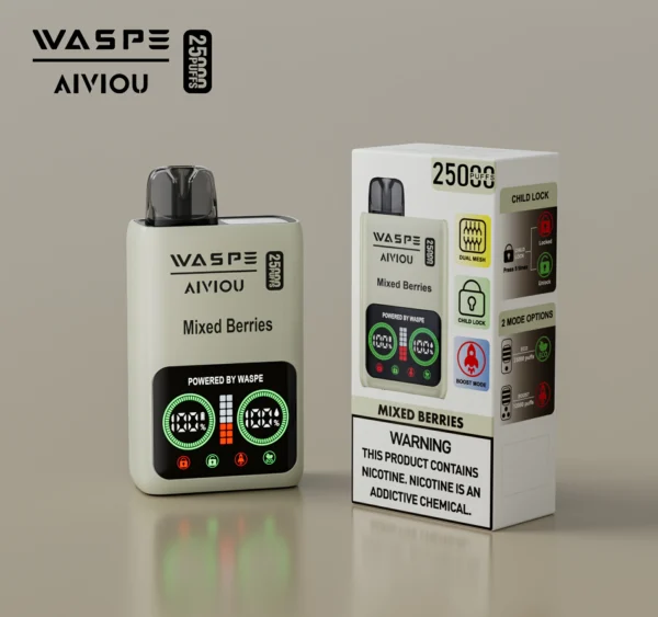 WASPE 25000 PUFFS Dual Mesh Box 0% 2% 5% Alacsony nikotintartalmú LED kijelző Újratölthető Eldobható Vapes Pen Tömeges Vásárlás Nagyker - HoldVape - 10