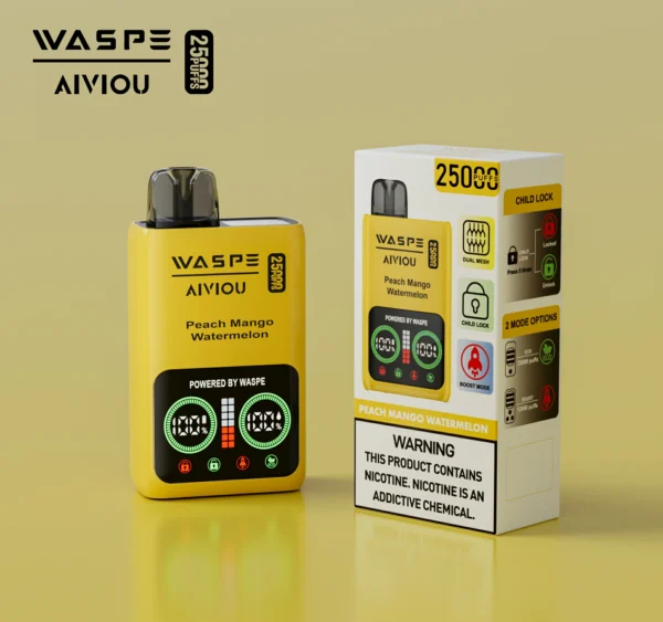 WASPE 25000 PUFFS Dual Mesh Box 0% 2% 5% Alacsony nikotintartalmú LED kijelző Újratölthető Eldobható Vapes Pen Tömeges Vásárlás Nagyker - HoldVape - 9