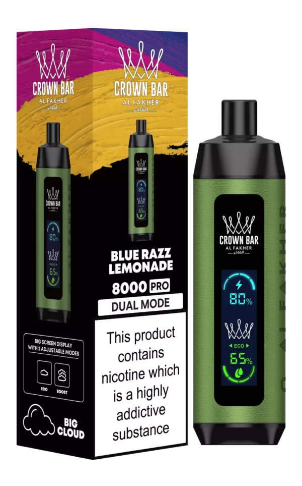 Al Fakher Crown Bar Big Cloud 8000 Pro Dual Mode Plein écran à faible teneur en nicotine Stylo à vape jetable rechargeable en vrac Acheter en gros - Stock d'entrepôt européen - HoldVape - 11