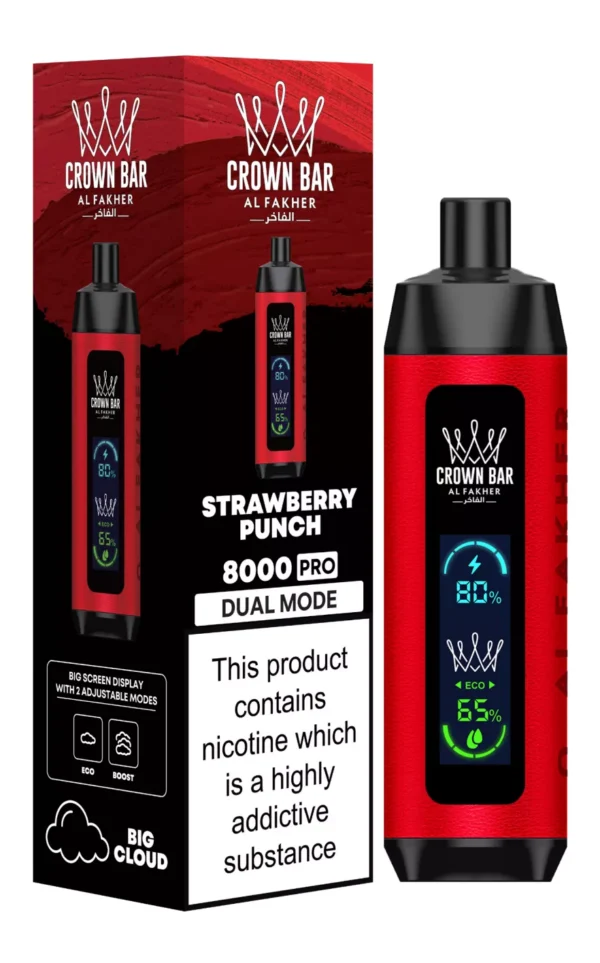 Al Fakher Crown Bar Big Cloud 8000 Pro Dual Mode Plein écran à faible teneur en nicotine Stylo à vape jetable rechargeable en vrac Acheter en gros - Stock d'entrepôt européen - HoldVape - 17