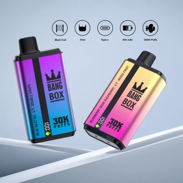Bang Box 30000 Puffs Dupla ízű 0% 2% 3% 5% Alacsony nikotintartalmú Újratölthető Eldobható Vapes Pen Tömeges Vásárlás Nagyker - HoldVape - 1