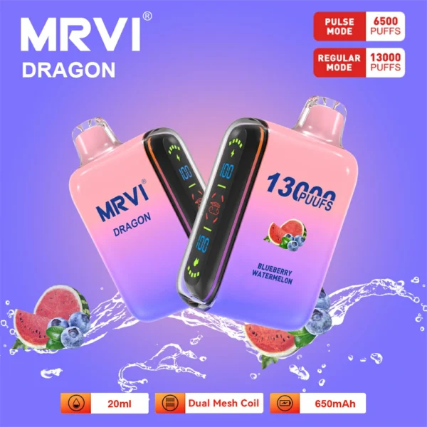 MRVI Dragon 13000 Puffs Dual Mesh digitális képernyő 2% 5% Alacsony nikotin tartalmú újratölthető eldobható Vapes Pen tömeges vásárlás Nagyker - HoldVape - 2