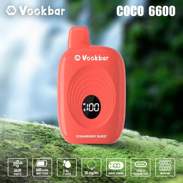 Vookbar Coco 6600 Puffs digitális intelligens képernyő 3% alacsony nikotintartalmú újratölthető eldobható Vapes toll tömeges vásárlás nagykereskedelmi - HoldVape - 4