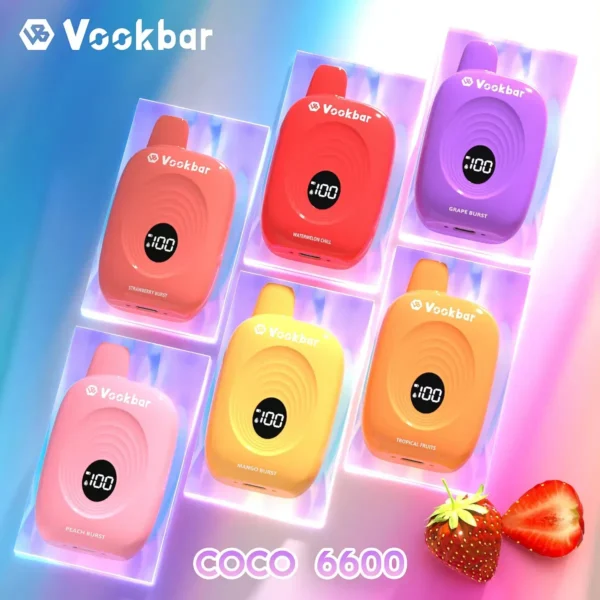 Vookbar Coco 6600 Puffs digitális intelligens képernyő 3% alacsony nikotintartalmú újratölthető, eldobható Vapes toll tömeges vásárlás nagykereskedelmi - HoldVape - 1