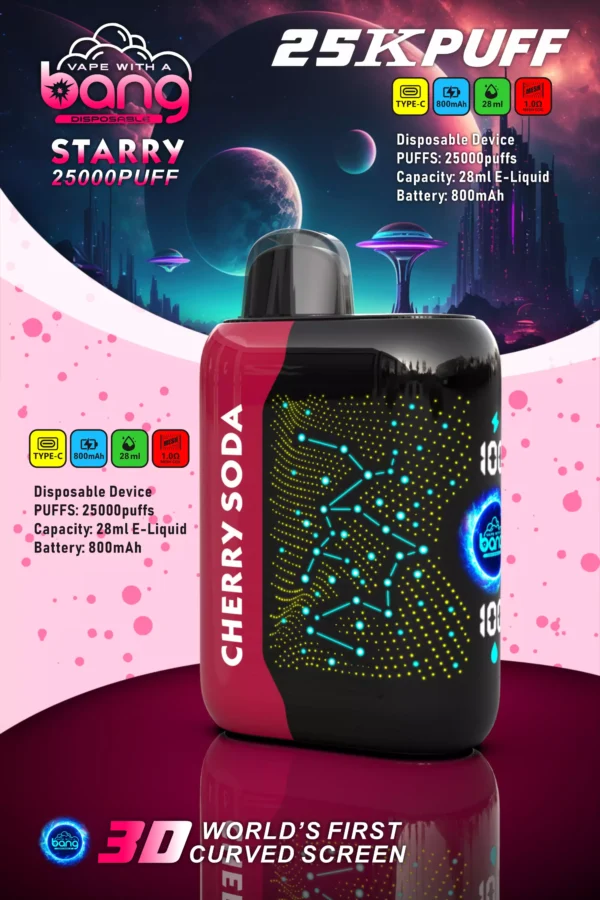 Bang Starry 25000 Puffs 3D ívelt képernyő 0% 2% 3% 5% Alacsony nikotintartalmú Újratölthető Eldobható Vapes Pen Tömeges Vásárlás Nagyker - HoldVape - 12