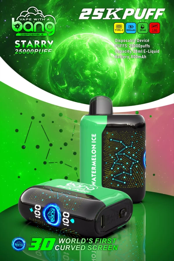 Bang Starry 25000 Puffs 3D ívelt képernyő 0% 2% 3% 5% Alacsony nikotintartalmú Újratölthető Eldobható Vapes Pen Tömeges Vásárlás Nagyker - HoldVape - 4