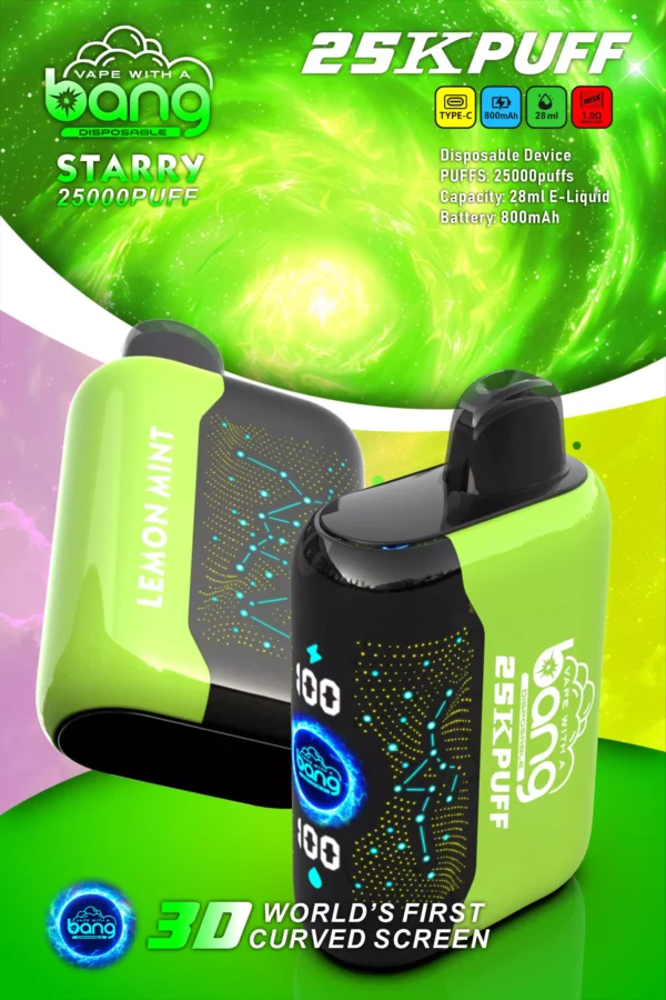 Bang Starry 25000 Puffs 3D ívelt képernyő 0% 2% 3% 5% Alacsony nikotintartalmú Újratölthető Eldobható Vapes Pen Tömeges Vásárlás Nagyker - HoldVape - 6