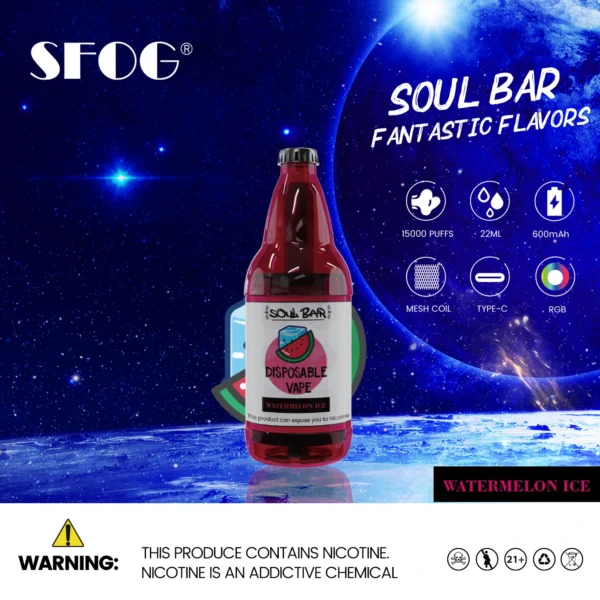SFOG SOUL BAR 15000 Puffs RGB 5% Penna per vaporizzatori usa e getta ricaricabile a basso contenuto di nicotina Acquista all'ingrosso - HoldVape - 15